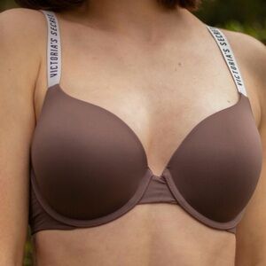 Victoria’s Secret T-shirt Lightly Lined Demi Underwire Bra SZ 32DDD Cocoa Mauve